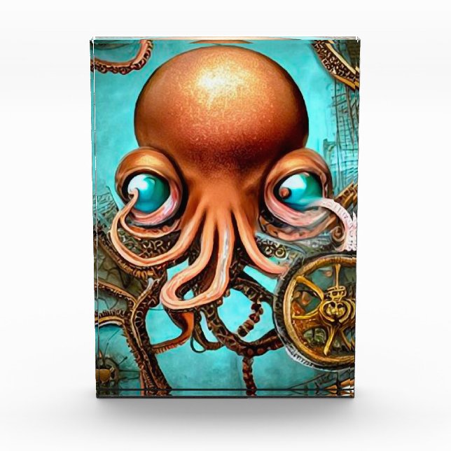 Nautische Steampunkonster Octopus Fotoblock (Vorderseite)