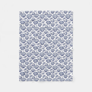 Nautische Strand-Blau-Muschel-Wurfdecke Fleecedecke
