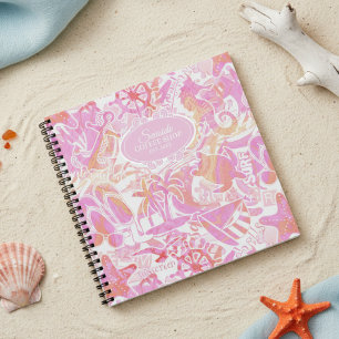 Nautische Strandcollage Hot Pink ID840 Notizbuch