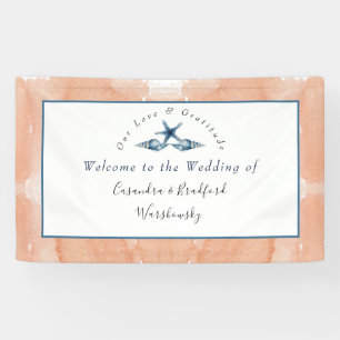 Nautische Strandhochzeit Muscheln Rosen Koralle Bl Banner