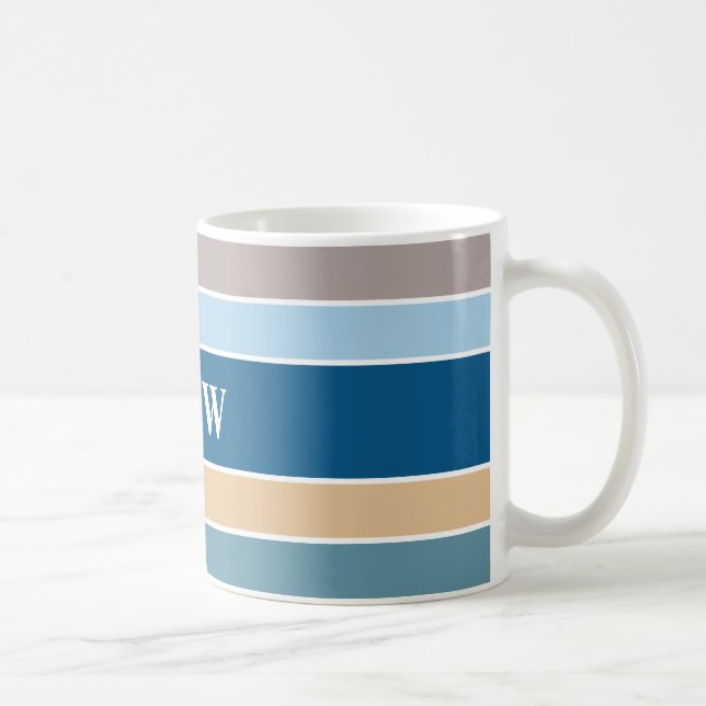 Nautische Streifen, benutzerdefinierte Monogramm-T Kaffeetasse (Rechts)