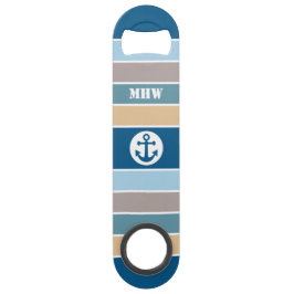Nautische Streifen, benutzerdefiniertes Monogramm- Speedflaschenöffner