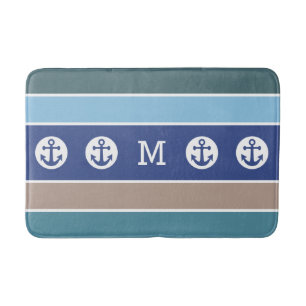Nautische Streifen für kundenspezifische Monogramm Badematte