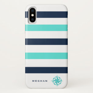 Nautische Streifen-Kompassmonogramm Case-Mate iPhone Hülle