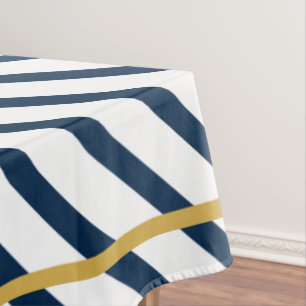 Nautische Streifen Marine und Gold Tischdecke