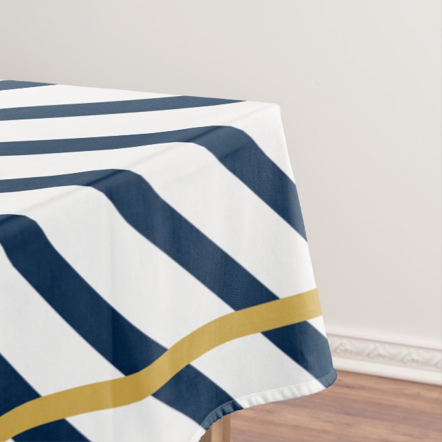 Nautische Streifen Marine und Gold Tischdecke (Beispiel)