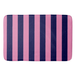 Nautische Streifen Navy Blue und Light Pink Badematte