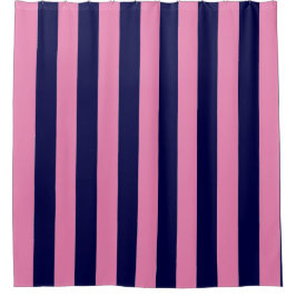 Nautische Streifen Navy Blue und Light Pink Duschvorhang