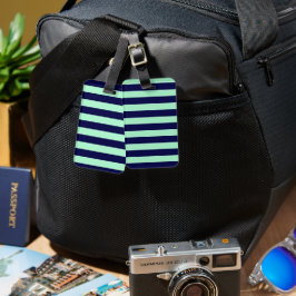 Nautische Streifen Navy Blue und Minze Green Gepäckanhänger