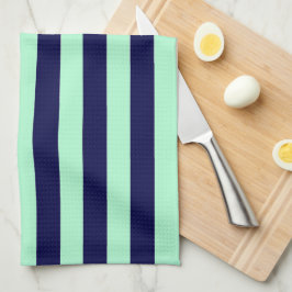 Nautische Streifen Navy Blue und Minze Green Geschirrtuch
