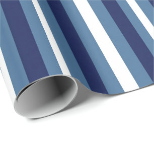 Nautische Streifen Navy Smokey Blau Crisp Weiß Geschenkpapier