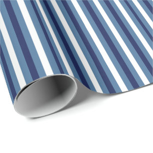 Nautische Streifen Navy Smokey Blau Crisp Weiß Geschenkpapier