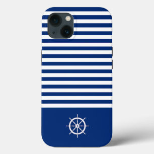 Nautische Streifen+Schiffe Rad blau+weiß Case-Mate iPhone Hülle
