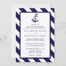 Nautische Streifen und Hochzeit des Navy Blue Anch Einladung