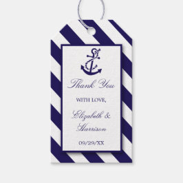 Nautische Streifen und Hochzeit des Navy Blue Anch Geschenkanhänger