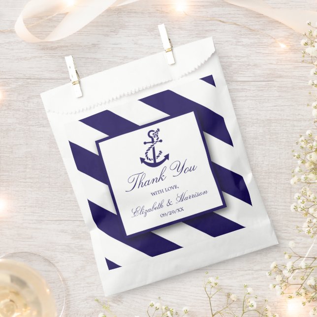 Nautische Streifen und Hochzeit des Navy Blue Anch Geschenktütchen (Ausgeschnitten)