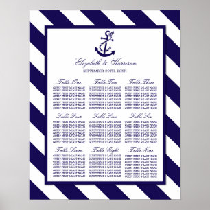 Nautische Streifen und Hochzeit des Navy Blue Anch Poster