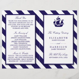 Nautische Streifen und Hochzeit eines blauen Schif
