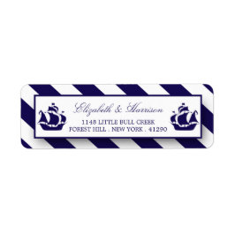 Nautische Streifen und Hochzeit eines blauen Schif