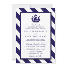Nautische Streifen und Hochzeit eines blauen Schif