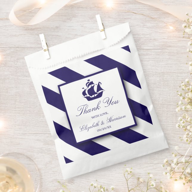 Nautische Streifen und Hochzeit eines blauen Schif Geschenktütchen (Ausgeschnitten)