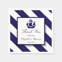 Nautische Streifen und Hochzeit eines blauen Schif Serviette