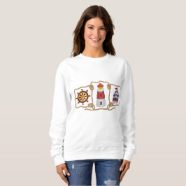 Nautische Szene Besticktes Sweatshirt