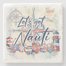 Nautische Theme Stone Untersetzer mit Cork Bottom