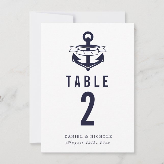 Nautische Theme-Tischnummern | Hochzeiten Einladung (Vorderseite)