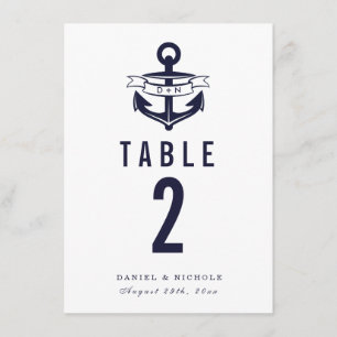 Nautische Theme-Tischnummern Hochzeiten Einladung