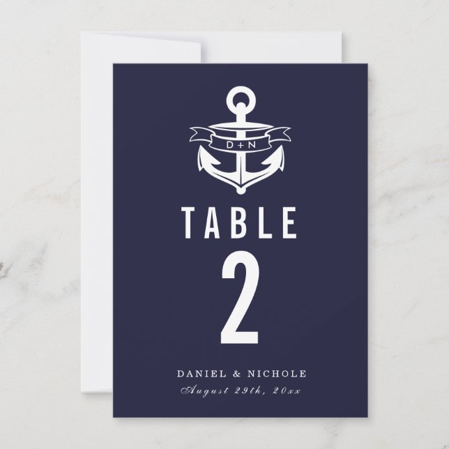 Nautische Theme-Tischnummern | Hochzeiten Einladung (Vorderseite)