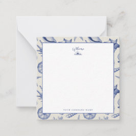 Nautische Themed Blue Seashell Custom Note Card Mitteilungskarte