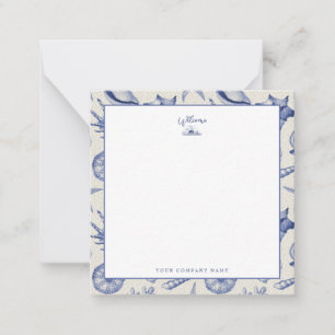 Nautische Themed Blue Seashell Custom Note Card Mitteilungskarte