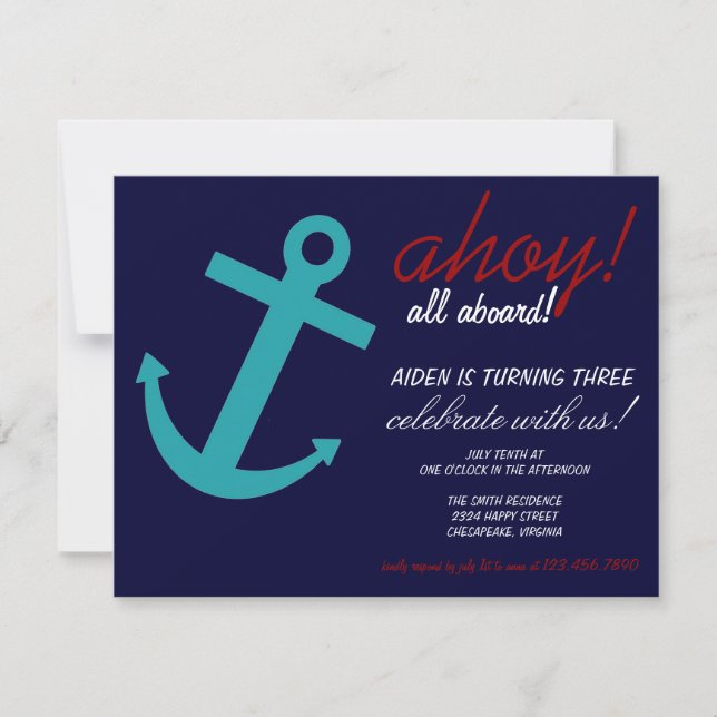 Nautische Themed Party Einladung (Vorderseite)