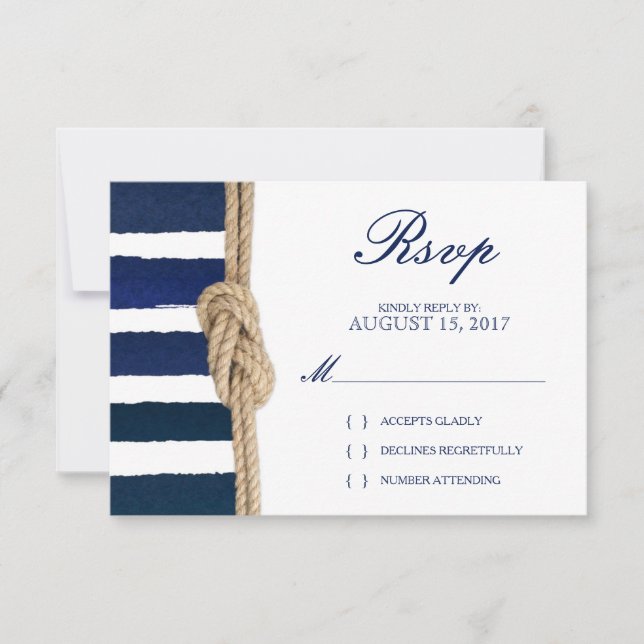 Nautische UAWG für die Marine und Wasserfarben RSVP Karte (Vorderseite)