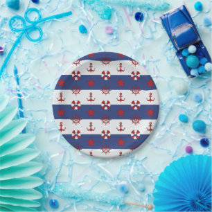 Nautische US Flagge-Muster Pappteller