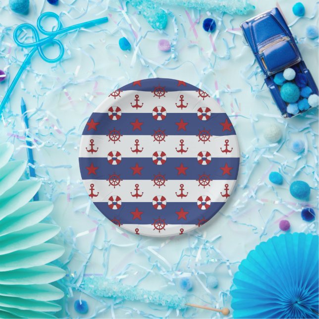 Nautische US Flagge-Muster Pappteller (Party)