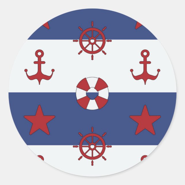 Nautische US Flagge-Muster Runder Aufkleber (Vorderseite)