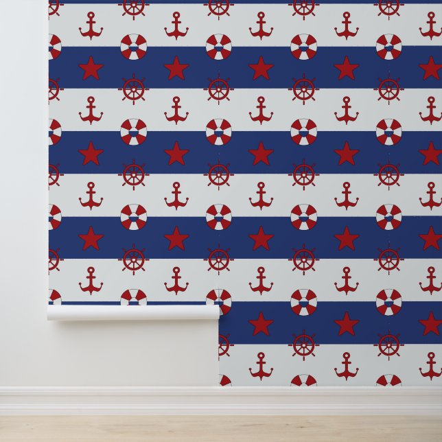 Nautische US Flagge-Muster Tapete (Anwendung)