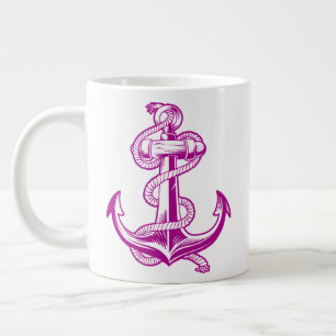 Nautische Verankerung (dunkelrosa Lila) Jumbo-Tasse