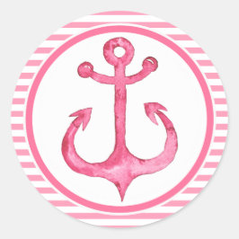 Nautische Verankerung - Hot Pink gestrichen Runder Aufkleber