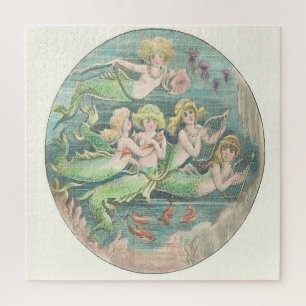 Nautische Vintage-Fantasy-Meerjungfrauen-Cameo