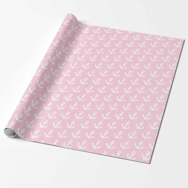 Nautische Vintage Referenzzeichen auf pastellrosa Geschenkpapier (Ungerollt)