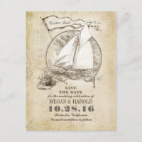 Nautische Vintage Yacht-Save the Date Postkarten