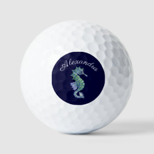 Nautische Wasserfarbe Seepferd Navy Blue Coastal Golfball