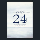 Nautische Wasserfarbenozeanische Navy Blue Tischnu Tischnummer<br><div class="desc">Wenn es um Hochzeitskunst geht,  kann man sich für einen zauberhaften Abend oder ein komplettes Hochzeitswochenende am Meer entscheiden. Set den Ton Ihrer Hochzeit am Meer mit diesem ozeanisch inspiriert Design mit einem Aquarellfarbenhintergrund.</div>