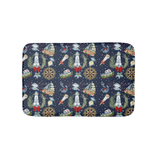 Nautische Weihnachten Badematte (Vorderseite)
