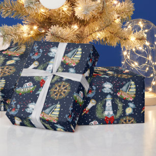 Nautische Weihnachten Geschenkpapier