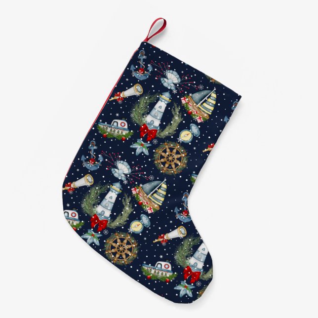 Nautische Weihnachten Kleiner Weihnachtsstrumpf (Vorderansicht (hängend))