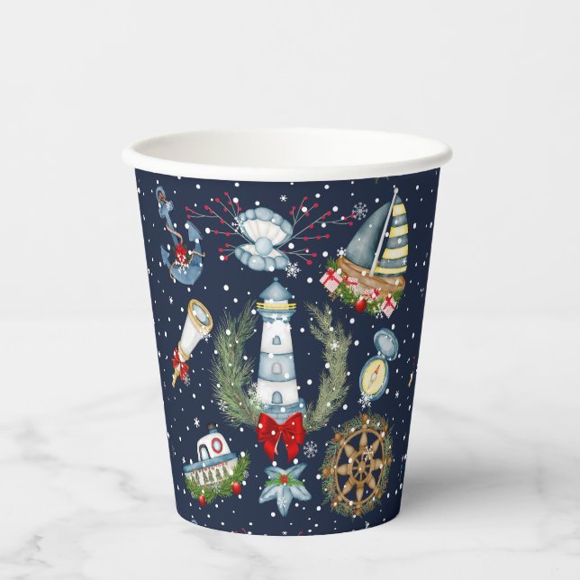 Nautische Weihnachten Pappbecher (Vorderseite)